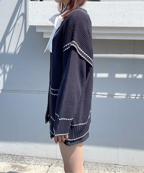 one way(ワンウェイ)の「配色ステッチカーディガン(カーディガン/ボレロ・レディース・ホワイト/グレー/ダークブルー・FREE)」の19枚目の写真