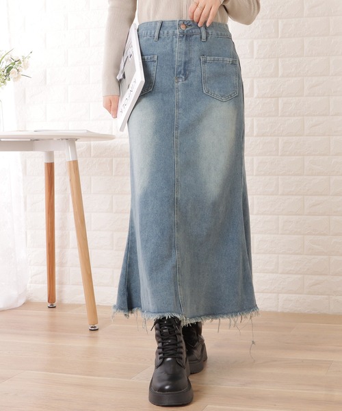 Lace Ladies(レースレディース)の「ハイウエストマーメイドフリンジデニムスカート(スカート・レディース・ブルー・XL/S/M/L)」の1枚目の写真