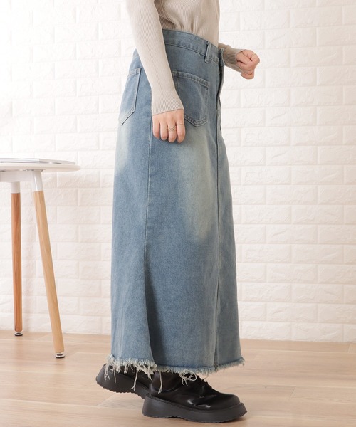 Lace Ladies(レースレディース)の「ハイウエストマーメイドフリンジデニムスカート(スカート・レディース・ブルー・XL/S/M/L)」の3枚目の写真