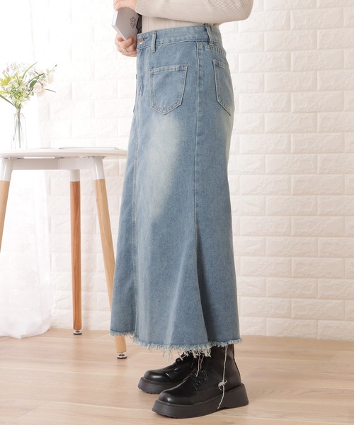 Lace Ladies(レースレディース)の「ハイウエストマーメイドフリンジデニムスカート(スカート・レディース・ブルー・XL/S/M/L)」の5枚目の写真