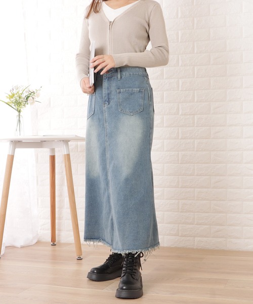 Lace Ladies(レースレディース)の「ハイウエストマーメイドフリンジデニムスカート(スカート・レディース・ブルー・XL/S/M/L)」の6枚目の写真