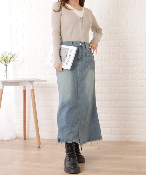 Lace Ladies(レースレディース)の「ハイウエストマーメイドフリンジデニムスカート(スカート・レディース・ブルー・XL/S/M/L)」の7枚目の写真
