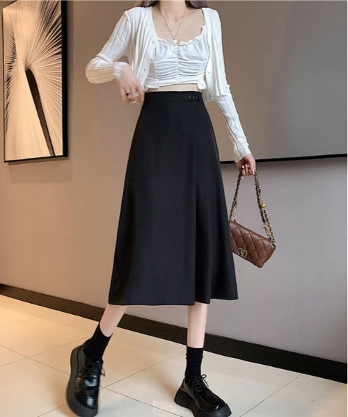 urge:(アージコロン )の「【URGE:】タック スカート ミモレ丈(スカート・レディース・ブラウン/ブラック/アイボリー/カーキ・SMALL/MEDIUM/LARGE)」の8枚目の写真