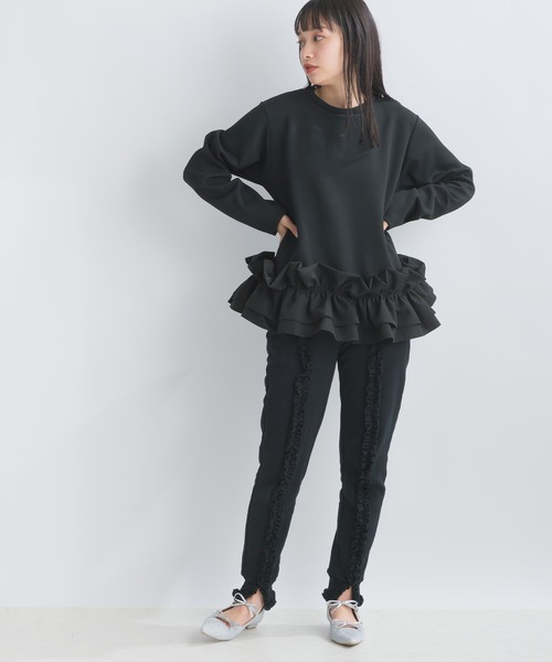 PICCIN（ピッチン）の「【WEB限定】 ダンボールニット 裾フリル 長袖プルオーバー（Tシャツ/カットソー・レディース・オフホワイト/ブラック/グレー・M/L）」の15枚目の写真