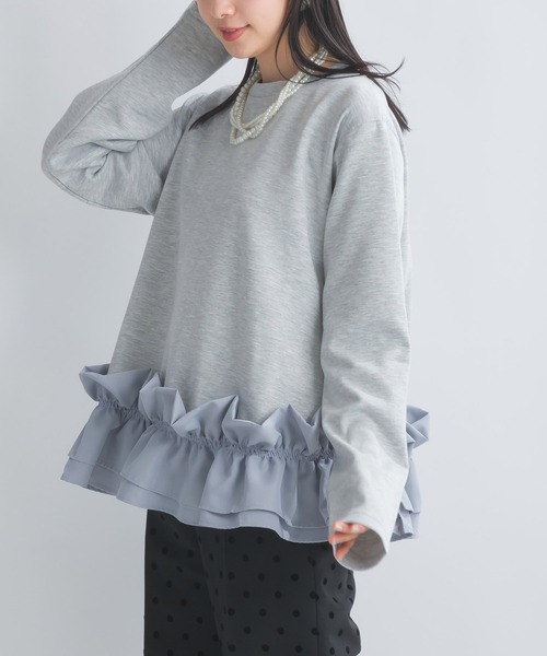 PICCIN（ピッチン）の「【WEB限定】 ダンボールニット 裾フリル 長袖プルオーバー（Tシャツ/カットソー・レディース・オフホワイト/ブラック/グレー・M/L）」の19枚目の写真