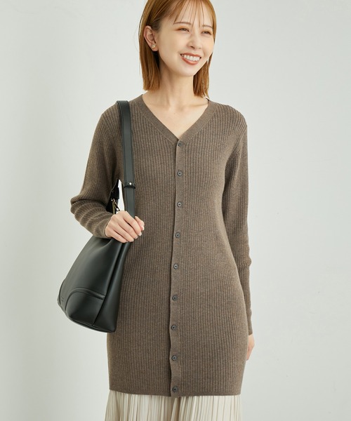 ROPE' PICNIC（ロペピクニック）の「ミドル丈ニットカーディガン（カーディガン/ボレロ・レディース・オフホワイト/チャコールグレー/ブラウン・38）」の3枚目の写真