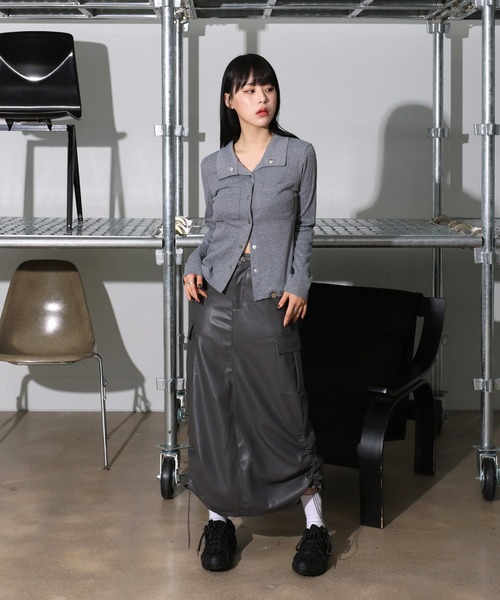 FOLLOWIN(フォロウィン)の「ストレートストリングシャーリングカーゴロングスカート(スカート・レディース・グレー/ブラック/カーキ・SMALL/X-LARGE/MEDIUM/LARGE)」の14枚目の写真