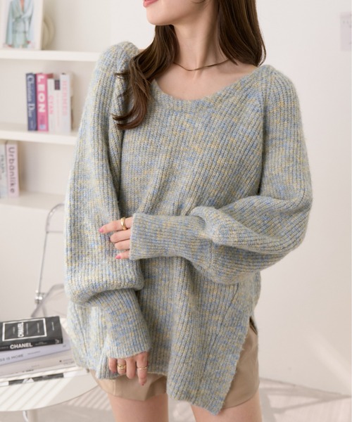 Ada.(エイダ)の「バックシャン メランジ Vネック ニット(ニット/セーター・レディース・ブラック/ライトブルー/ピンク・FREE)」の10枚目の写真