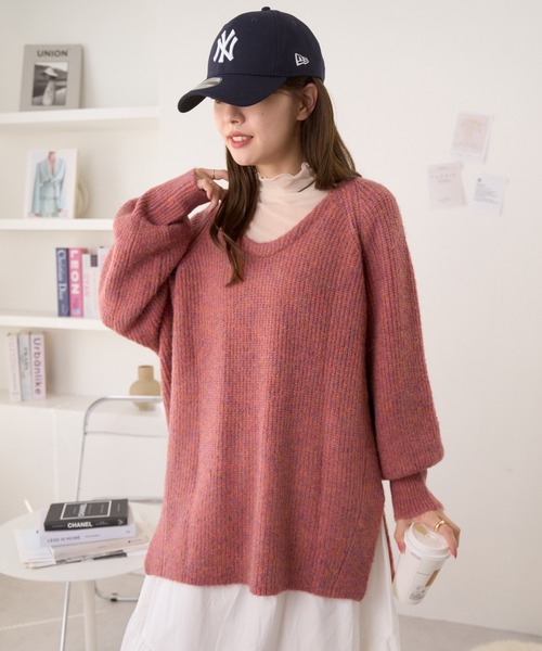 Ada.(エイダ)の「バックシャン メランジ Vネック ニット(ニット/セーター・レディース・ブラック/ライトブルー/ピンク・FREE)」の18枚目の写真