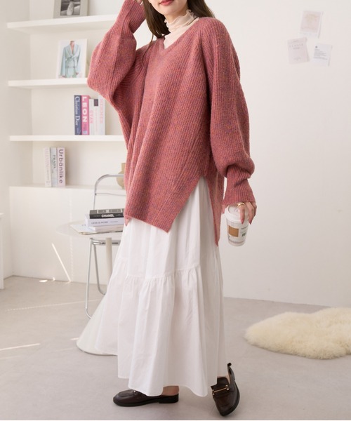 Ada.(エイダ)の「バックシャン メランジ Vネック ニット(ニット/セーター・レディース・ブラック/ライトブルー/ピンク・FREE)」の19枚目の写真