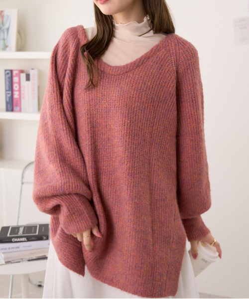 Ada.(エイダ)の「バックシャン メランジ Vネック ニット(ニット/セーター・レディース・ブラック/ライトブルー/ピンク・FREE)」の21枚目の写真