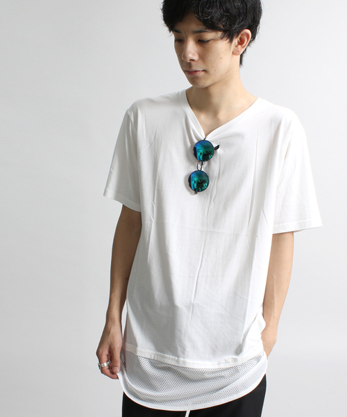 WEGO(ウィゴー)の「WEGO/メッシュ切替ラウンドTシャツ(Tシャツ/カットソー・メンズ・ブラック/レッド/ホワイト・LARGE/MEDIUM)」の2枚目の写真