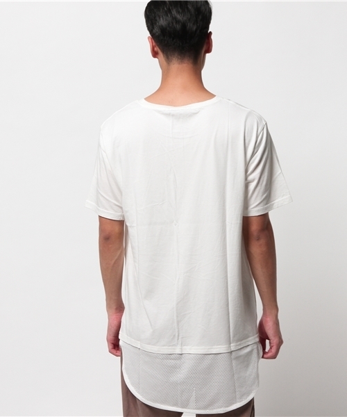 WEGO(ウィゴー)の「WEGO/メッシュ切替ラウンドTシャツ(Tシャツ/カットソー・メンズ・ブラック/レッド/ホワイト・LARGE/MEDIUM)」の6枚目の写真