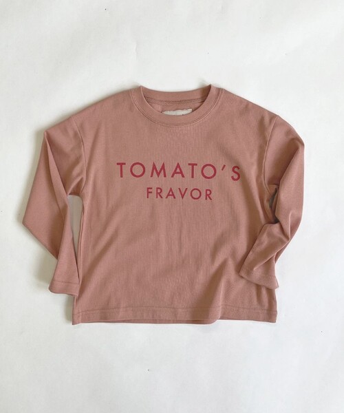 aBity select（アビティセレクト）の「ブレックファースト フロントロゴプリント長袖Tシャツ（Tシャツ/カットソー・キッズ・サーモンピンク/ブラウン/アイボリー/チャコールグレー/サックスブルー・120/110/90/100）」の5枚目の写真