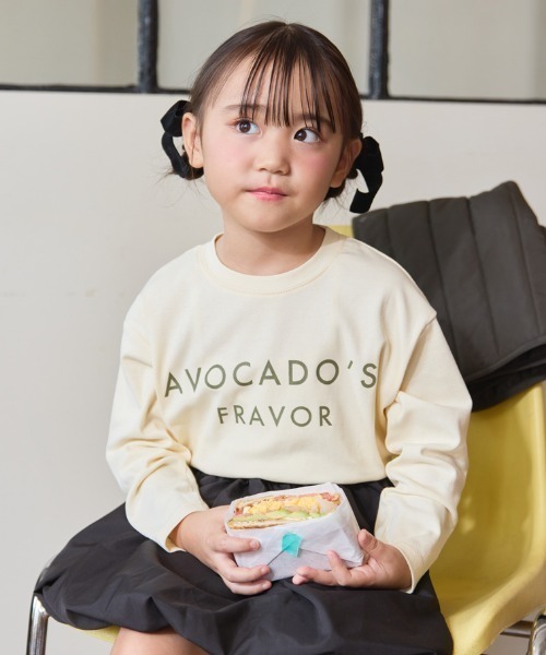 aBity select（アビティセレクト）の「ブレックファースト フロントロゴプリント長袖Tシャツ（Tシャツ/カットソー・キッズ・サーモンピンク/ブラウン/アイボリー/チャコールグレー/サックスブルー・120/110/90/100）」の19枚目の写真