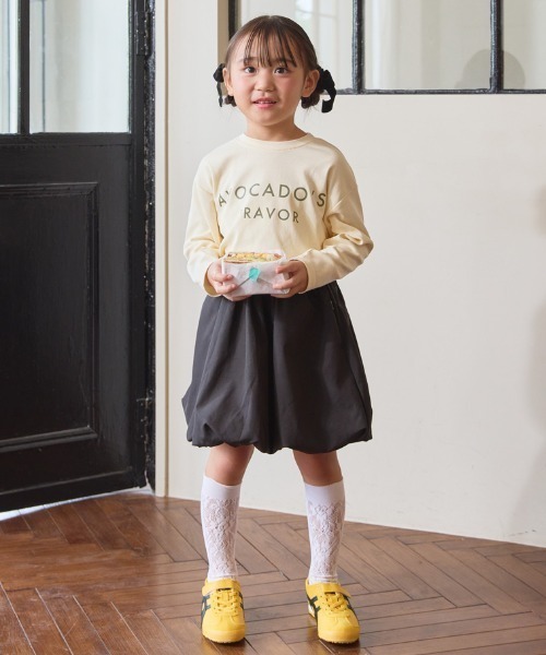 aBity select（アビティセレクト）の「ブレックファースト フロントロゴプリント長袖Tシャツ（Tシャツ/カットソー・キッズ・サーモンピンク/ブラウン/アイボリー/チャコールグレー/サックスブルー・120/110/90/100）」の20枚目の写真