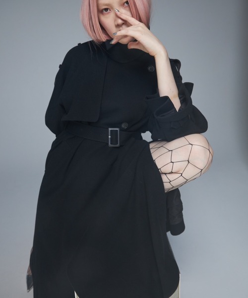 JOSE MOON（ジョゼムーン）の「WOOL COMFORTABLE TRENCH COAT/ウールコンフォータブルトレンチコート（トレンチコート・レディース・ブラック/ベージュ/モカ/ブラウン系その他/ライトグレー・FREE）」の9枚目の写真