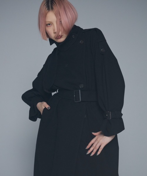 JOSE MOON（ジョゼムーン）の「WOOL COMFORTABLE TRENCH COAT/ウールコンフォータブルトレンチコート（トレンチコート・レディース・ブラック/ベージュ/モカ/ブラウン系その他/ライトグレー・FREE）」の10枚目の写真