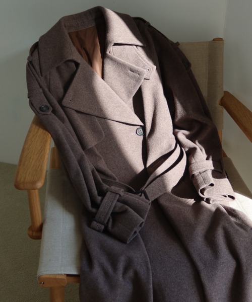 JOSE MOON（ジョゼムーン）の「WOOL COMFORTABLE TRENCH COAT/ウールコンフォータブルトレンチコート（トレンチコート・レディース・ブラック/ベージュ/モカ/ブラウン系その他/ライトグレー・FREE）」の14枚目の写真