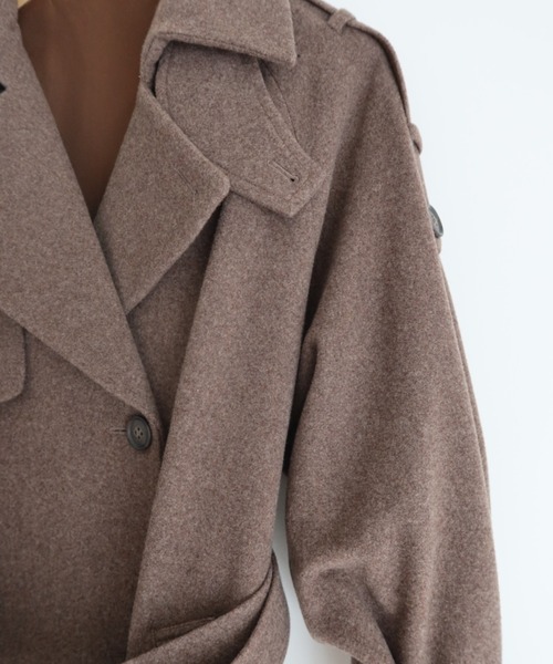 JOSE MOON（ジョゼムーン）の「WOOL COMFORTABLE TRENCH COAT/ウールコンフォータブルトレンチコート（トレンチコート・レディース・ブラック/ベージュ/モカ/ブラウン系その他/ライトグレー・FREE）」の16枚目の写真