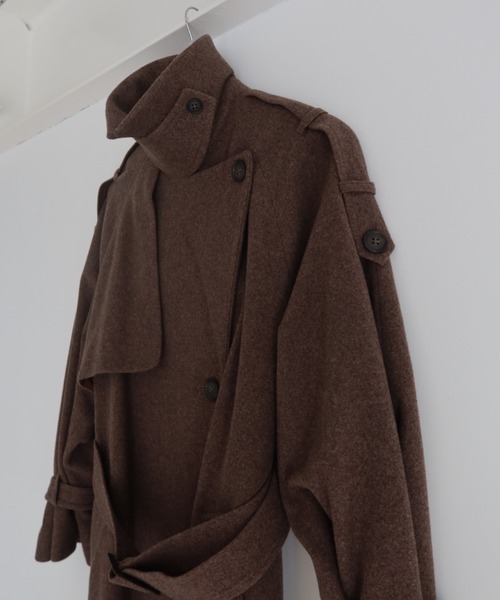 JOSE MOON（ジョゼムーン）の「WOOL COMFORTABLE TRENCH COAT/ウールコンフォータブルトレンチコート（トレンチコート・レディース・ブラック/ベージュ/モカ/ブラウン系その他/ライトグレー・FREE）」の13枚目の写真