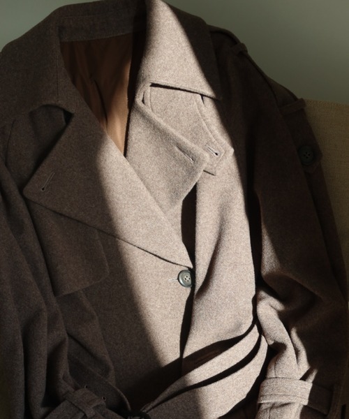 JOSE MOON（ジョゼムーン）の「WOOL COMFORTABLE TRENCH COAT/ウールコンフォータブルトレンチコート（トレンチコート・レディース・ブラック/ベージュ/モカ/ブラウン系その他/ライトグレー・FREE）」の15枚目の写真