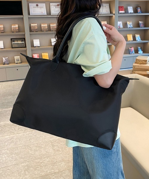Miniministore（ミニミニストア）の「ボストンバッグ 大容量 男女兼用 軽量鞄（トートバッグ・レディース・グリーン/ベージュ/ピンク/ブラック・フリー）」の2枚目の写真