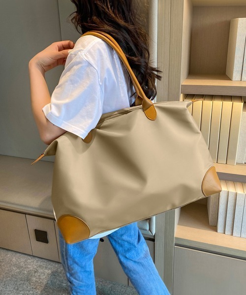 Miniministore（ミニミニストア）の「ボストンバッグ 大容量 男女兼用 軽量鞄（トートバッグ・レディース・グリーン/ベージュ/ピンク/ブラック・フリー）」の5枚目の写真