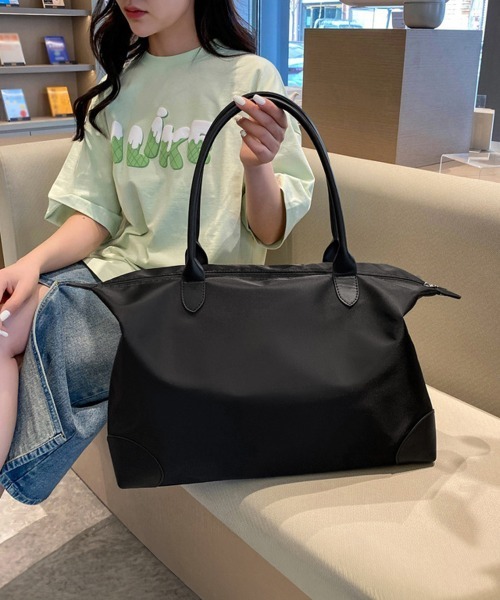Miniministore（ミニミニストア）の「ボストンバッグ 大容量 男女兼用 軽量鞄（トートバッグ・レディース・グリーン/ベージュ/ピンク/ブラック・フリー）」の10枚目の写真