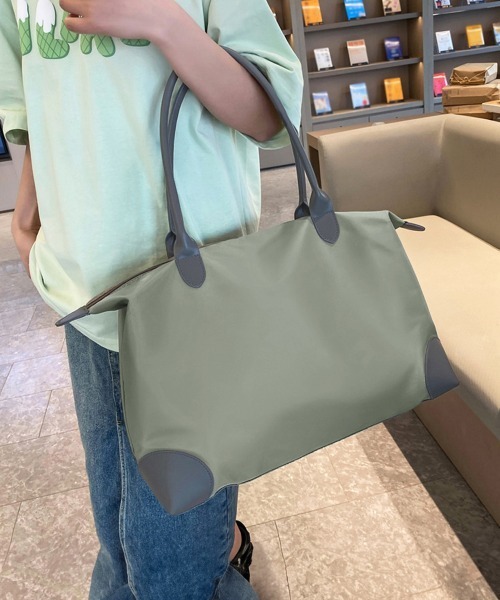 Miniministore（ミニミニストア）の「ボストンバッグ 大容量 男女兼用 軽量鞄（トートバッグ・レディース・グリーン/ベージュ/ピンク/ブラック・フリー）」の13枚目の写真