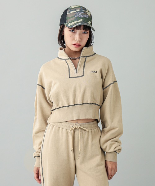 X-girl(エックスガール)の「SPRAY PRINT AND EMBROIDERY TRUCKER CAP(キャップ・レディース・ブラック/オリーブ/ベージュ・ONE SIZE)」の16枚目の写真