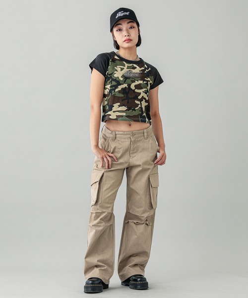 X-girl(エックスガール)の「SPRAY PRINT AND EMBROIDERY TRUCKER CAP(キャップ・レディース・ブラック/オリーブ/ベージュ・ONE SIZE)」の21枚目の写真