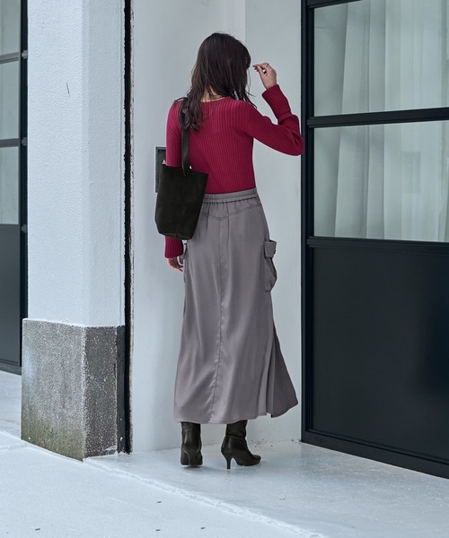 黒のロングスカート サイドポケット付き ロングスカート 春 レディース 秋 冬 ロング フレアスカート スカート