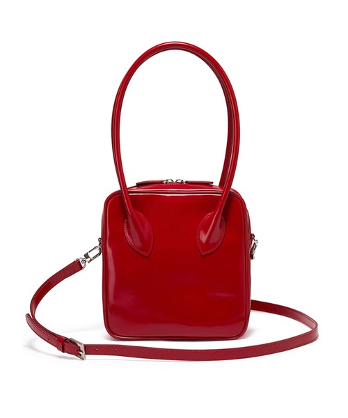 florist（フローリスト）の「【2WAY/3WAY】エナメル調PUレザースクエアボストンバッグ/ショルダーバッグ（ボストンバッグ・レディース・レッド/ブラック・FREE）」の10枚目の写真