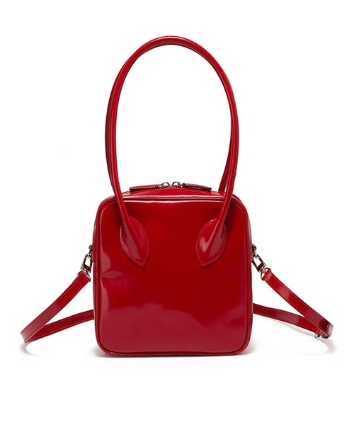 florist（フローリスト）の「【2WAY/3WAY】エナメル調PUレザースクエアボストンバッグ/ショルダーバッグ（ボストンバッグ・レディース・レッド/ブラック・FREE）」の11枚目の写真