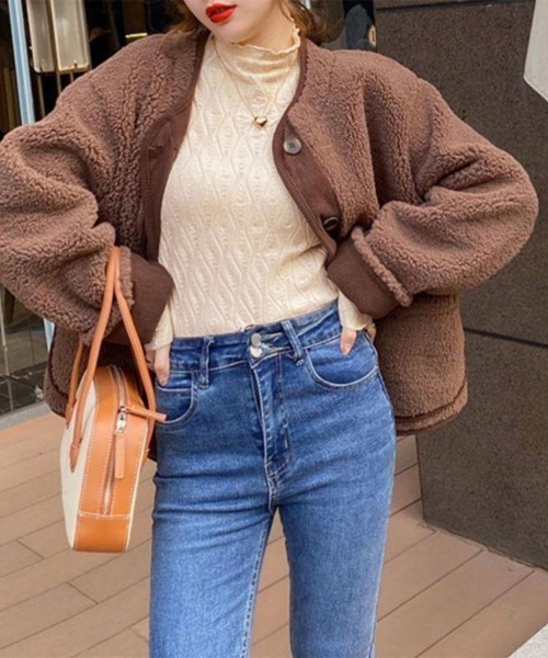 Miniministore(ミニミニストア)の「ニットトップス 秋冬プチハイネック 長袖(ニット/セーター・レディース・ダークグレー/ベージュ/アイボリー/レッド/ブラウン/ホワイト/ブラック・フリー)」の13枚目の写真