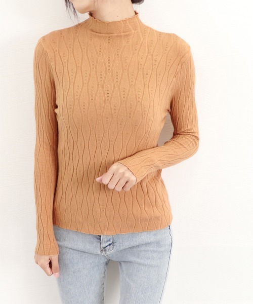 Miniministore(ミニミニストア)の「ニットトップス 秋冬プチハイネック 長袖(ニット/セーター・レディース・ダークグレー/ベージュ/アイボリー/レッド/ブラウン/ホワイト/ブラック・フリー)」の18枚目の写真