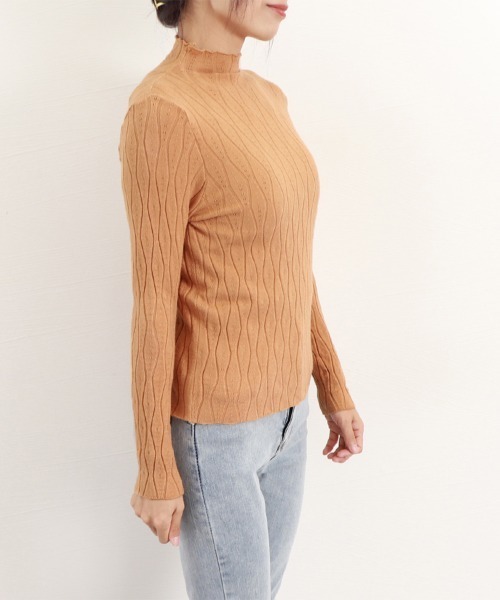 Miniministore(ミニミニストア)の「ニットトップス 秋冬プチハイネック 長袖(ニット/セーター・レディース・ダークグレー/ベージュ/アイボリー/レッド/ブラウン/ホワイト/ブラック・フリー)」の19枚目の写真