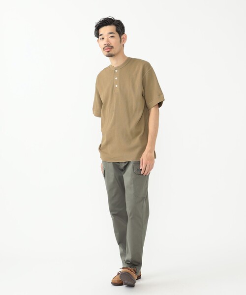 Healthknit(ヘルスニット)の「Healthknit × BEAMS PLUS / 別注 Honeycomb Thermal Henry Neck T-shirt(Tシャツ/カットソー・メンズ・ホワイト/ブラック系その他/カーキ・LARGE/MEDIUM/SMALL/X-LARGE)」の11枚目の写真