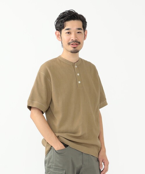 Healthknit(ヘルスニット)の「Healthknit × BEAMS PLUS / 別注 Honeycomb Thermal Henry Neck T-shirt(Tシャツ/カットソー・メンズ・ホワイト/ブラック系その他/カーキ・LARGE/MEDIUM/SMALL/X-LARGE)」の13枚目の写真