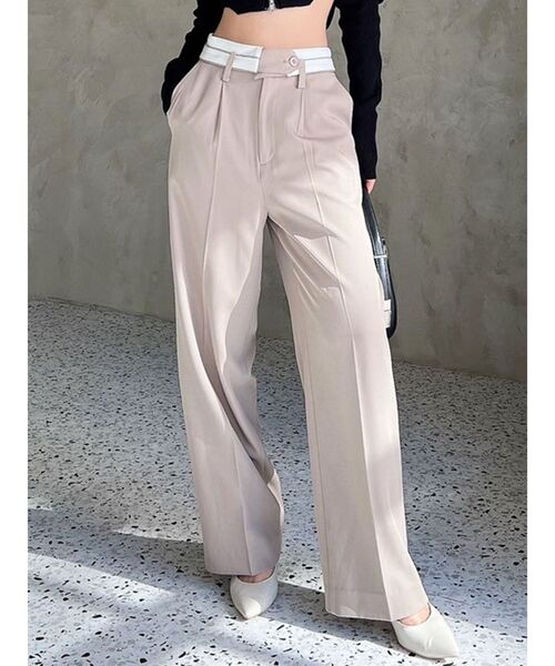 RESEXXY(リゼクシー)の「ダブルウエストストレートパンツ(その他パンツ・レディース・チャコールグレー/イエロー/ベージュ・SMALL/MEDIUM)」の3枚目の写真