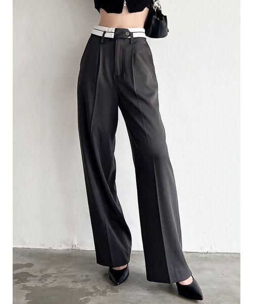 RESEXXY(リゼクシー)の「ダブルウエストストレートパンツ(その他パンツ・レディース・チャコールグレー/イエロー/ベージュ・SMALL/MEDIUM)」の2枚目の写真