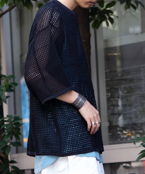ARMY TWILL(アーミーツイル)の「【限定展開】【ARMY TWILL/アーミーツイル】別注 メッシュTシャツ MESH ビッグTシャツ かぎ編み(Tシャツ/カットソー・メンズ・ブラック/アイボリー/ライトカーキ・M/L)」の12枚目の写真
