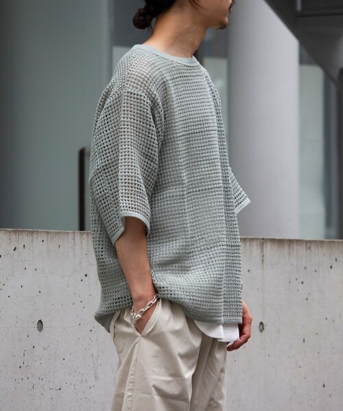 ARMY TWILL(アーミーツイル)の「【限定展開】【ARMY TWILL/アーミーツイル】別注 メッシュTシャツ MESH ビッグTシャツ かぎ編み(Tシャツ/カットソー・メンズ・ブラック/アイボリー/ライトカーキ・M/L)」の22枚目の写真