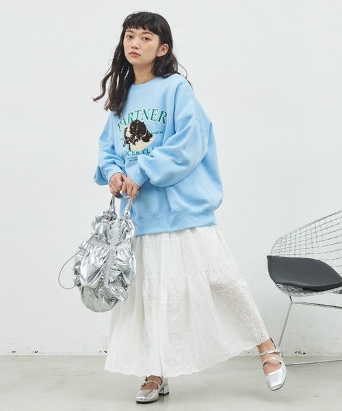 MERLOT（メルロー）の「コットンレーススカート（スカート・レディース・ブラック/ホワイト・FREE）」の8枚目の写真