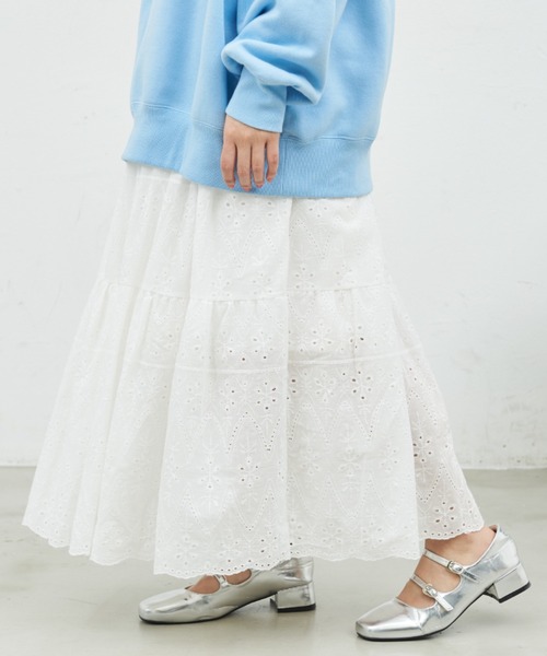 MERLOT（メルロー）の「コットンレーススカート（スカート・レディース・ブラック/ホワイト・FREE）」の4枚目の写真