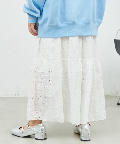 MERLOT（メルロー）の「コットンレーススカート（スカート・レディース・ブラック/ホワイト・FREE）」の6枚目の写真