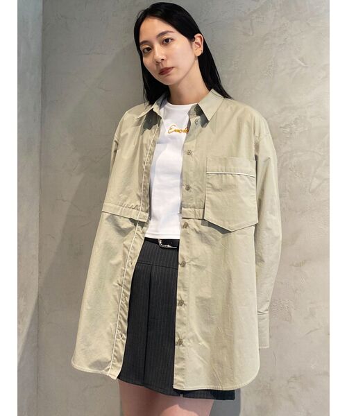 EMODA（エモダ）の「2WAYオーバーシャツ（シャツ/ブラウス・レディース・ベージュ/ホワイト/グレー/ブルー・FREE）」の4枚目の写真