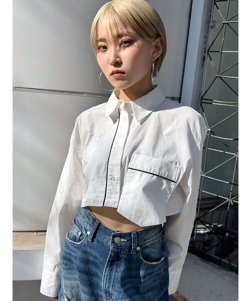 EMODA（エモダ）の「2WAYオーバーシャツ（シャツ/ブラウス・レディース・ベージュ/ホワイト/グレー/ブルー・FREE）」の19枚目の写真