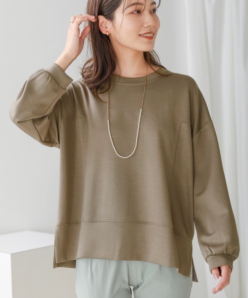 Bou Jeloud(ブージュルード)の「シンプルクルーネックカットソー(Tシャツ/カットソー・レディース・ブラック/カーキ/オフホワイト・FREE)」の3枚目の写真